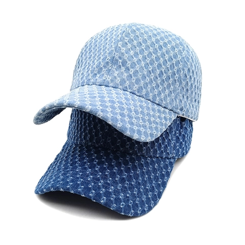 Cappellino Da Baseball In Denim Lavato Design Strappato Motivo Diamante Cotone Regolabile Protezione Solare Moda Unisex