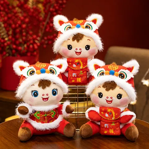 Horse Mascot Tang Suit Baby Horse Plush Toy Chinese Zodiac Animal Doll Red Lucky Mascot Soft Toy New Year Gift