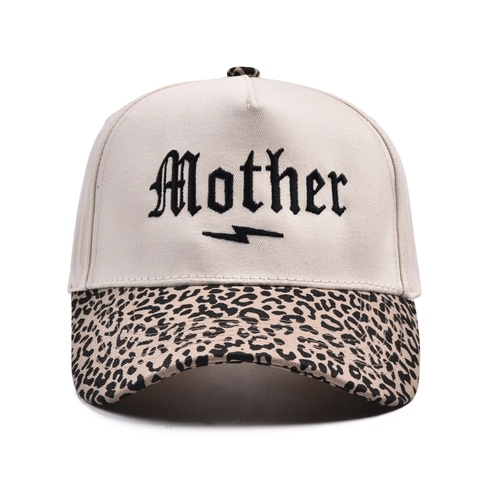 Gorra De Béisbol Bordada Mother Algodón Ajustable Sombrero Protección Solar Con Ala De Patrón Leopardo Camuflaje