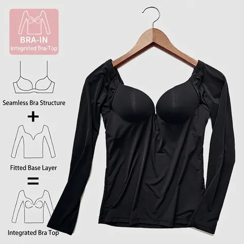 Top Reggiseno Sexy A Maniche Lunghe Da Donna Con Coppe Imbottite Con Ferretto Vestibilità Aderente Scollo A V Profondo