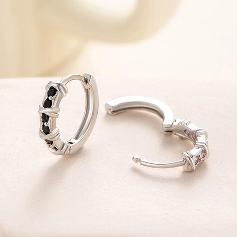 Copper Zircon Huggie Earrings Criss Cross Geometric Small Round Hoop Ear Buckles Elegant Jewelry For Women