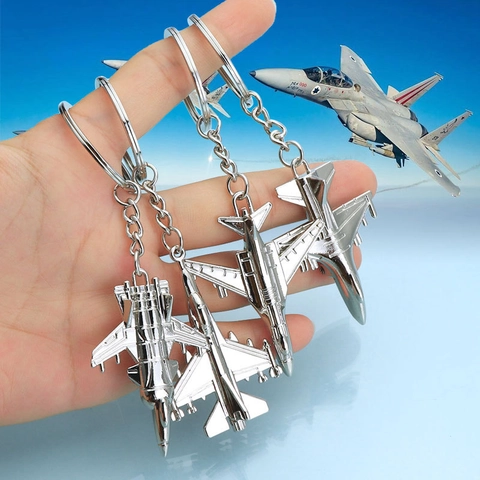 Llavero De Avión 3D Aleación De Zinc Metal Caza Cohete Motor Modelo Anillo De Llave Regalo Creativo De Aviación