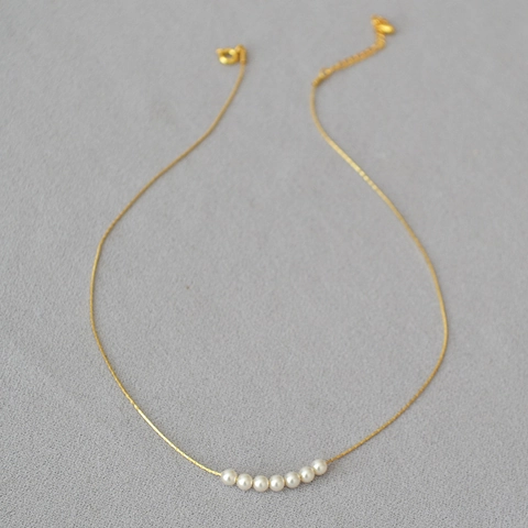 Elegant Faux Artificial Pearl Necklace Brass Gold Plated Minimalist Dainty Choker For Women Daily Wedding Jewelry