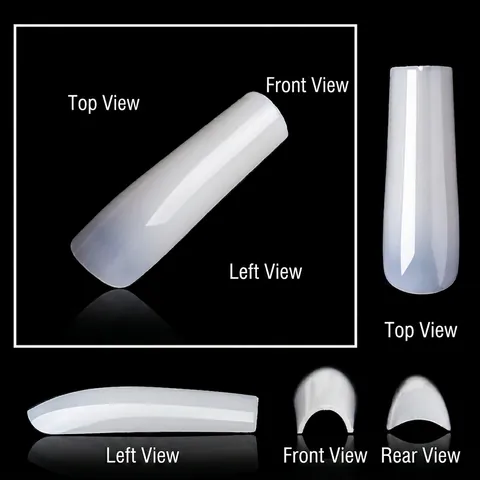 Punte Unghie Coffin XXL Extra Lunghe Plastica ABS Manicure Forma Balletto Trasparenti Naturali Unghie Finte