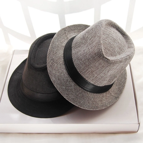 Vintage Fedora Hat Woven Polyester Breathable Sun Protection Summer Beach Jazz Cap For Men And Women