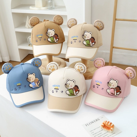 Cappello Da Baseball Per Bambini Con Orecchie Di Orso Dimensionali E Ricamo Berretto Da Sole Regolabile In Cotone