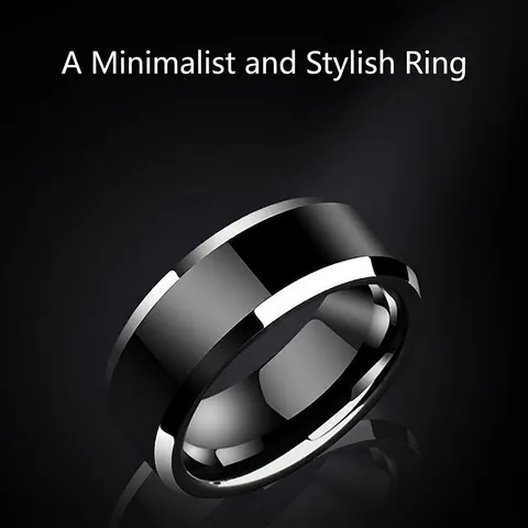 Minimalistischer Edelstahlring Mit Abgeschrägter Kante Polierte Oberfläche Modeschmuck Für Damen Und Herren