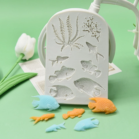 Ozean Fisch Algen Silikonform DIY Fondant Schokolade Tortendekoration Werkzeug Meerestier Formen