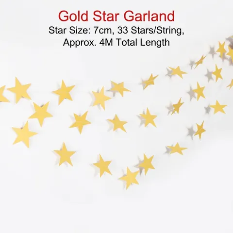 Star Circle Paper Garland Party Decoration Mirror Glitter Gold Silver Rose Gold Blue Banner Hanging Ornament Birthday Wedding