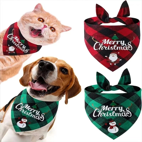 Bandana Pour Animaux De Compagnie Noël Foulard Triangle Chien Chat Accessoires Décoration Festive En Tissu