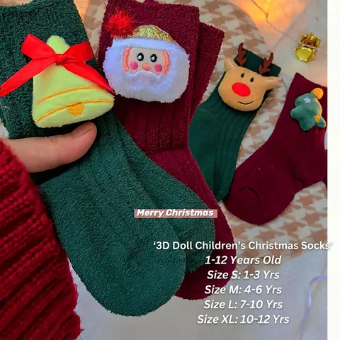 Christmas Socks Thick Coral Fleece Warm 3D Doll Santa Reindeer Tree Decor For Kids Toddlers Boys Girls Festive Winter