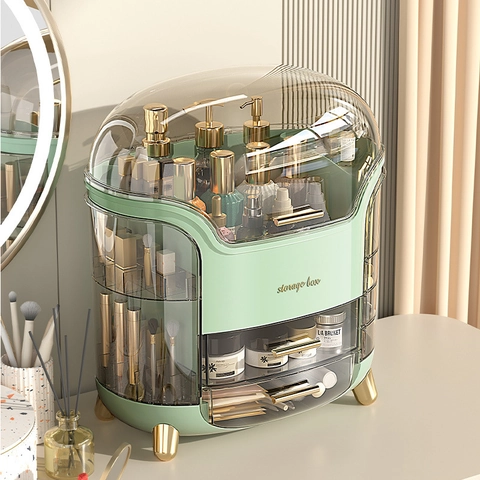 Große Kapazität Kosmetik Aufbewahrungsbox Staubdicht Make-Up Organizer Mit Schubladen Kunststoff Luxus Desktop Vitrine