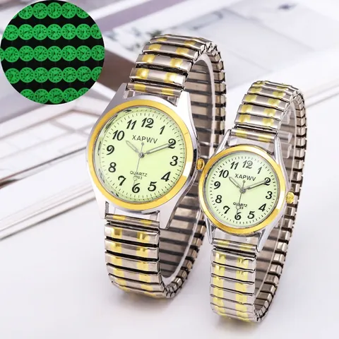 Orologio al Quarzo con Cinturino Elastico Luminoso per Uomo e Donna Grandi Numeri Arabi Cinturino in Acciaio Inossidabile Orologio Analogico