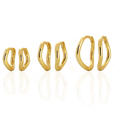 Pendientes De Aro De Plata De Ley 925 Con Forma De Onda Irregular Hebillas Geométricas Minimalistas Para Mujeres
