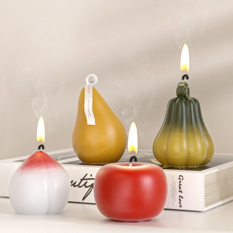 Moules En Silicone En Forme De Fruits 3D Pomme Poire Pêche Citrouille DIY Bougie Parfumée Savon Résine Pâtisserie