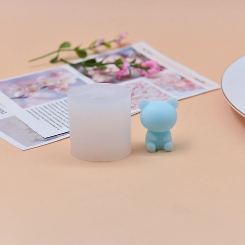 Sitting Bear Silicone Mold For DIY Scented Candle And Resin Plaster Ornament Handcrafted Bow Tie Animal Shape Crafting