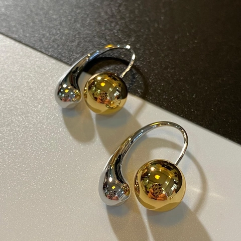 Boucles D'Oreilles Goutte D'Eau Boule Cuivre Ton Or Argent Rétro Français Pour Femmes Bijoux Géométriques Fluides