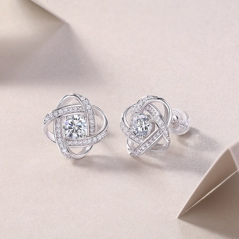 Orecchini A Lobo Classici Con Moissanite Incastonata Perno In Argento Sterling 925 Gioielli Di Lusso Eleganti Per Donne Uomini