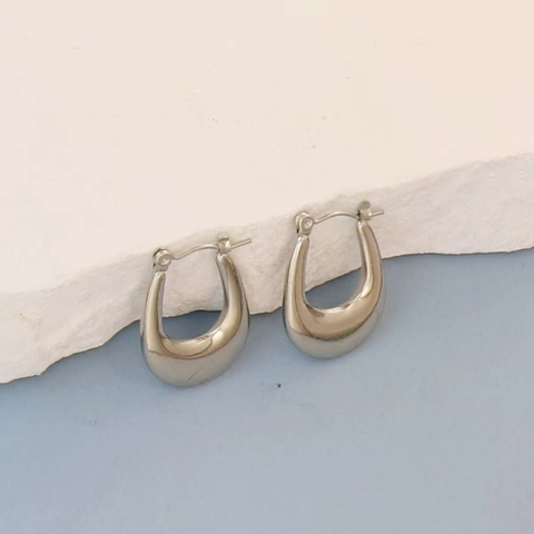 Boucles D'oreilles Créoles Acier Inoxydable Texturé Géométrique Style Vintage Bijoux Pour Femmes