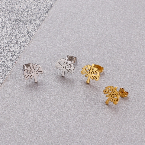 Pendientes De Árbol De La Vida Acero Inoxidable Hueco Geométrico Simple Moda Joyería Minimalista Para Mujeres