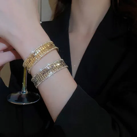 Breiter Offener Armreif Für Damen Chic Kupfer Geometrisch Waben Armspange Mit Funkelndem Zirkonia Nischen Design Schmuck