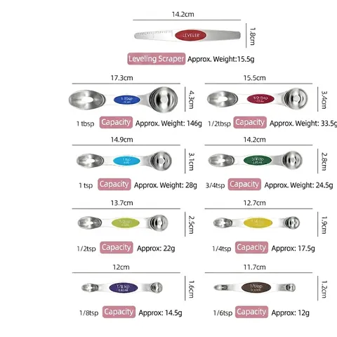 Magnetische Messlöffel 430 Edelstahl Doppelseitig Für Die Küche Zum Backen Und Kochen Mit Nivellierer Und Skala Stapelbar