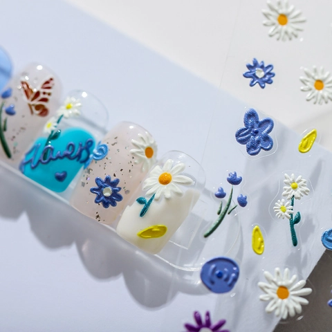 Adesivi Unghie 5D Rilievo Fiore Farfalla 3D Autoadesivi Decorazione Manicure Per Donne Unghie DIY Elegante