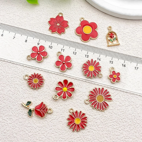 Ciondoli Fiori Smalto Lega Di Zinco Rosa Margherita Girasole Per Creazione Gioielli Fai Da Te Accessori Orecchini Collana