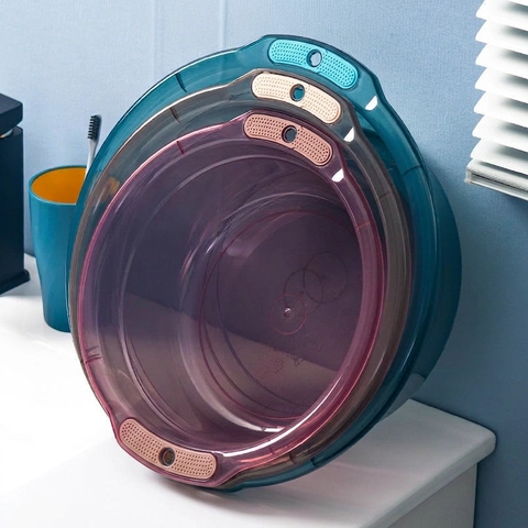 Διαφανής Λεκάνη Πλυσίματος Παχύ Πλαστικό PP Με Διπλές Λαβές Τρύπα Ανάρτησης Για Πλύσιμο Προσώπου Ρούχων Ποδόλουτρο