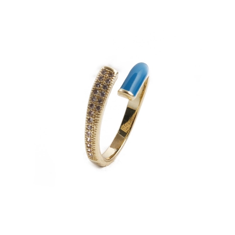 Anello Aperto Regolabile Di Moda Per Donna Rame Con Zirconia E Smalto Colorato Stile Minimalista Asimmetrico Alla Moda