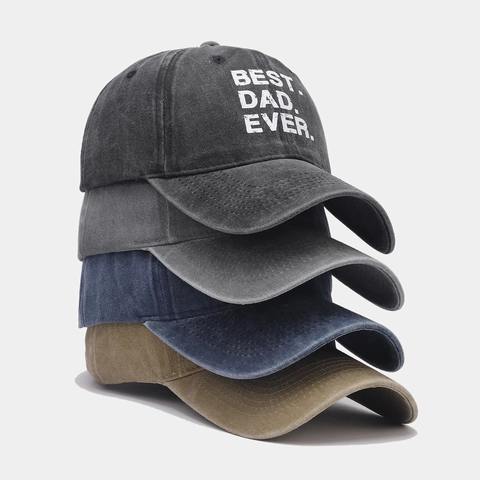 Baseballkappe Aus Gewaschener Baumwolle Best Dad Ever Druck Distressed Vintage Verstellbar Sonnenschutz Herren Geschenk