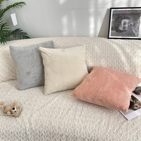 Soft Corduroy Throw Pillow Case Solid Color Waffle Texture Cushion Cover Modern Decorative For Sofa Office Home