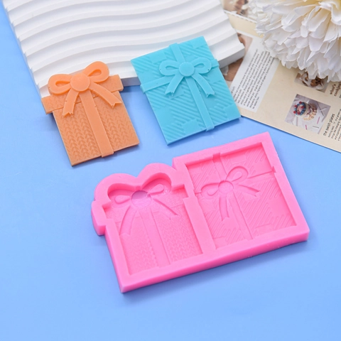 Gift Box Bow Silicone Mold Woven Texture DIY Fondant Chocolate Cake Decorating Tool Resin Clay Handcrafted