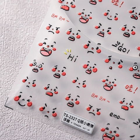 Autocollants De Nail Art En Relief 5D Émoticônes De Dessins Animés Mignons Décalcomanies Auto Adhésives Décoration DIY