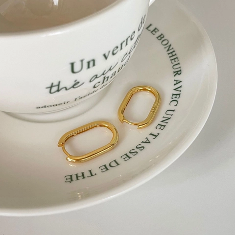 Orecchini A Cerchio Ovali Geometrici Argento Sterling 925 Placcato Oro Gioielli Minimalisti Vintage Francesi Per Donna