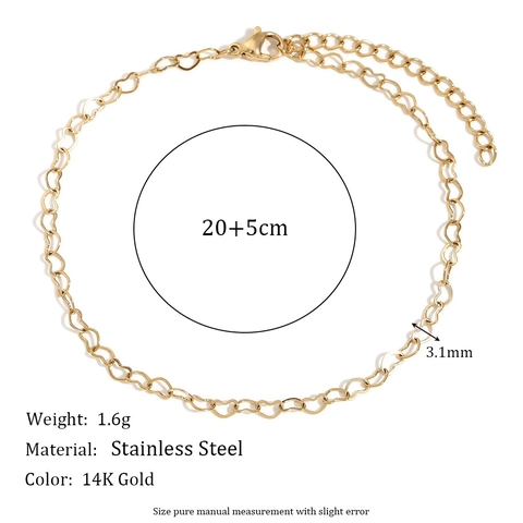 Cavigliera A Catena A Cuore Acciaio Inossidabile Placcato Oro 14K Gioielli Da Piede Minimalisti Regolabili Per Donna