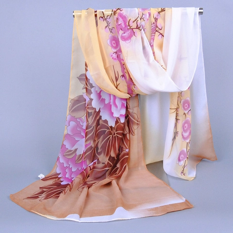 Écharpe en Mousseline de Mode pour Femmes Imprimé Floral Châle Léger Protection Solaire Été