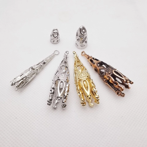 Vintage Hollow Out Filigree Flower Bead Caps ABS Plated Tassel End Caps For DIY Jewelry Making Findings Earrings Necklaces