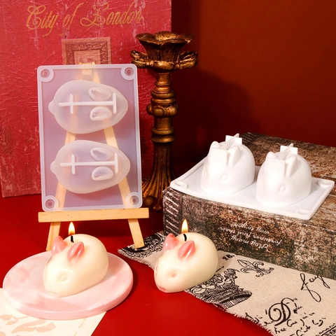 Rabbit Shape Silicone Mold DIY Handcrafted Candle Soap Cake Making Flexible Easy Release Kitchen Craft Ornament Tool