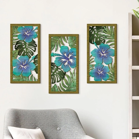 Tropische Pflanzen Wanddeko Holz Hohl Monstera Hibiskus Blatt Hängende Kunst Für Wohnzimmer Schlafzimmer Minimalistisch