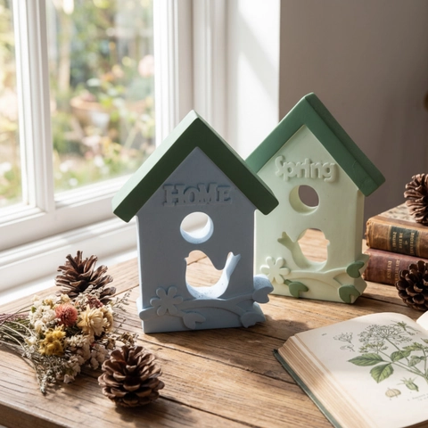 Birdhouse Shape House Silicone Mold Diy Resin Casting Gypsum Plaster Craft Hollow Design Home Spring Theme Desktop Ornament
