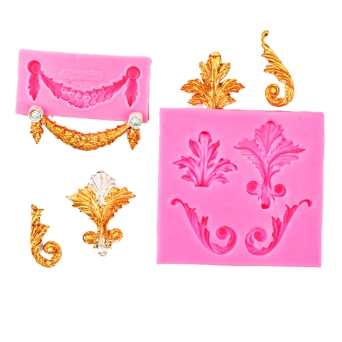 Baroque Relief Silicone Mold European Scrollwork Floral Pattern Cake Decorating Fondant Chocolate Clay DIY Baking