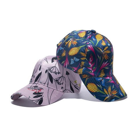Cappello Da Baseball In Satin Con Stampa Floreale Tropicale Berretto Da Sole Regolabile Lucido Donne