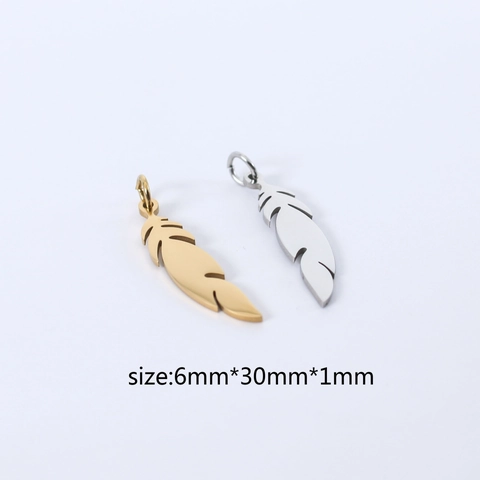 Ciondolo Piuma Acciaio Inossidabile 304 Placcato Oro 18K Foro Singolo Accessori Produzione Gioielli DIY Donne Uomini