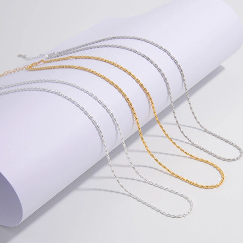 Minimalistische 925 Sterling Silber Glatte Runde Perlenkette Für Damen Ovale Reisperlen Verstellbare Schlüsselbeinkette Modeschmuck Geschenk