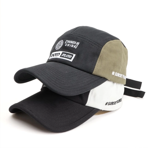 5 Panel Baseball Cap Color Block Embroidery Letter Adjustable Breathable Quick Dry Camper Hat For Men Women Streetwear