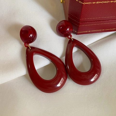 Orecchini Pendenti In Resina A Goccia D'acqua Cava Con Silver Earring Post Motivo Marmorizzato Gioielli Retro Per Donna