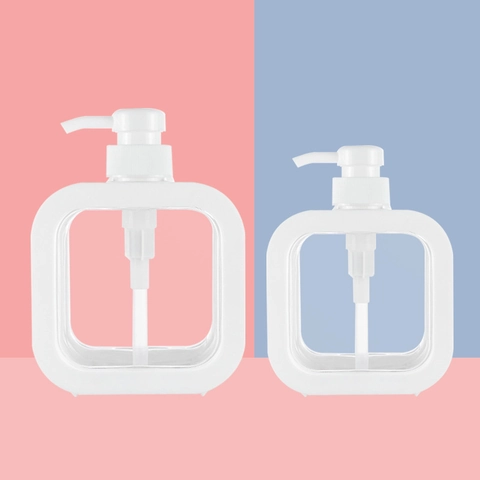 Refillable Square Pump Bottle PP Plastic Transparent Liquid Soap Dispenser For Lotion Shampoo Bathroom Travel