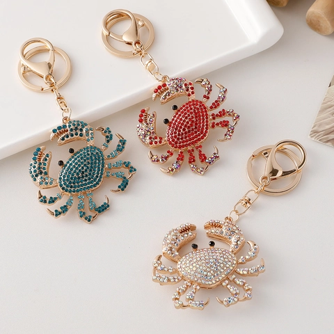 Portachiavi Granchio Con Strass Lega Scintillante Animale Marino Ciondolo Per Borsa Fascino Creativo Gioielli Regalo Per Donne Ragazze