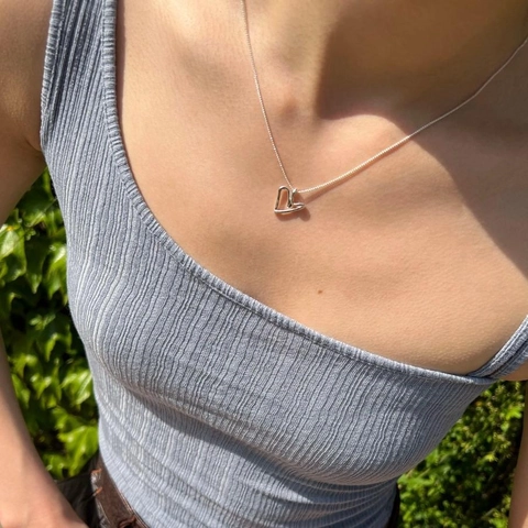 925 Sterling Silver Heart Pendant Necklace Irregular Hollow Heart Minimalist Jewelry Gift For Women
